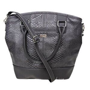 Jewell Thirty One Jewell Paris Shoulder Bag Vegan Leather Snakeskin Gray Bag